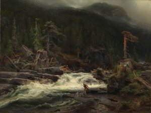 Waterval in Telemark door August Cappelen