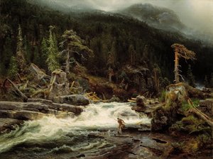 Waterval in Telemark door August Cappelen