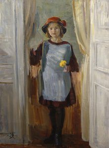 Meisje in deuropening (Maria Eiebakke) 1918