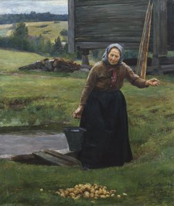 Aardappelen wassen door August Eiebakke