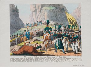 Het leger van graaf Ivan Ivanovich Diebitsch steekt de Balkan over, ca. 1830