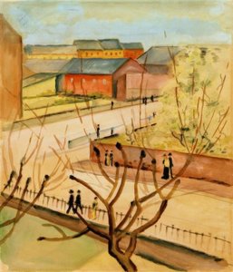 Uitzicht op onze straat in de lente