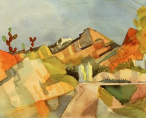 Rotsachtig Landschap door August Macke