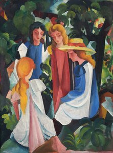 Vier meisjes, 1912-1913 door August Macke