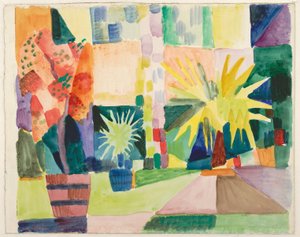 Tuin aan het meer van Thun (Granaatappelboom en palm in de tuin), 1914 door August Macke