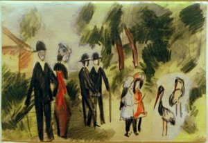 Mensen bij de reigers door August Macke