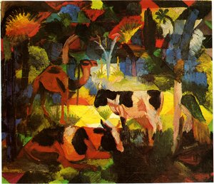 Macke landschap-koe-kameel door August Macke