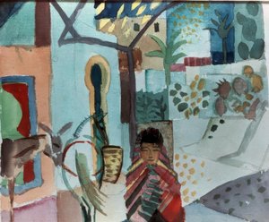 Meisje met paard en ezel door August Macke