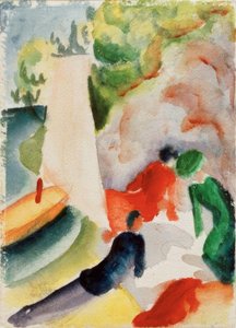 Picknick op het Strand door August Macke
