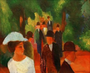 Wandeling (met wit meisje in halve figuur) door August Macke