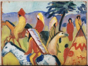 Rijdende Indianen bij Tent door August Macke