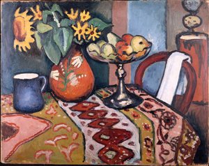 Stilleven met zonnebloemen II door August Macke