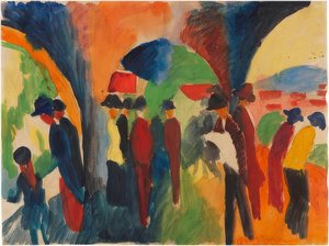 Onder de arcades van Thun (Een wandelmotief) door August Macke