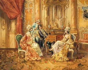Aan de piano door August Stephan Sedlacek