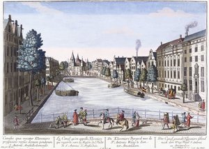 Vue van Kleveniersgracht, Amsterdam, c.1740-1770 door August Vindel