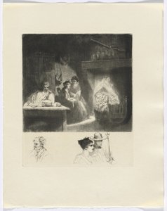 Frédéric Mistral: Mémoires et Recits van Frédéric Mistral: familiescène/buste van drie figuren (inzet na p. 48)
