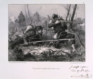 Franse soldaten, Beleg van Parijs, 1871 door Auguste Bry