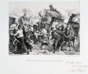 Bewoners van de buitenwijken arriveren in Parijs voordat de Pruisen de stad belegeren, 1870 1872