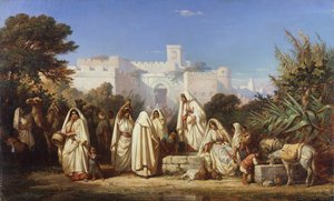 De bron van de Kasbah in Tanger door Auguste Delacroix