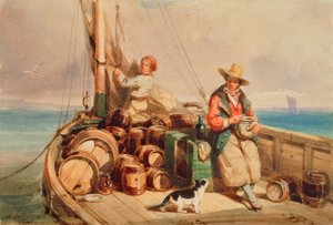 Twee figuren op een boot, 1843 door Auguste Delacroix