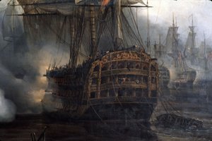 Slag bij Trafalgar (detail) door Auguste Etienne Francois Mayer