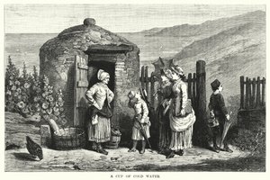 Een Beker Koud Water (gravure) door Auguste Francois (after) Laby