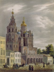 De Kerk van de Dormitie van de Theotokos aan de Pokrovka Straat in Moskou, 1825 door Auguste Jean Baptiste Antoine Cadolle