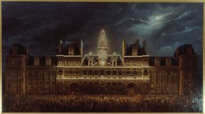 Verlichting van het Stadhuis voor de Koningsdag, 1 mei door Auguste Jean Simon Roux