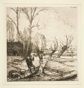 Het overstroomde moeras - De herder door Auguste Lepere
