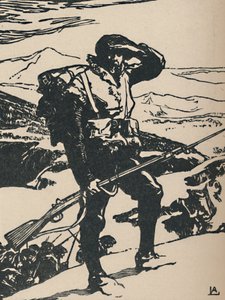 Chasseur Alpin kijkt naar de Rijnvlakte, 1919