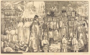 Corpus Christi Processie in Nantes door Auguste Lepere
