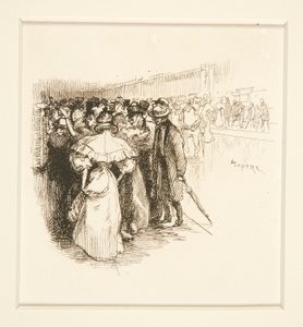 Menigte bij het loket (?) door Auguste Lepere