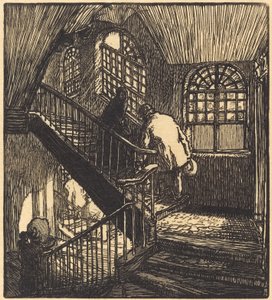 Trap van het huis waar het Château Rouge was, gepubliceerd 1901