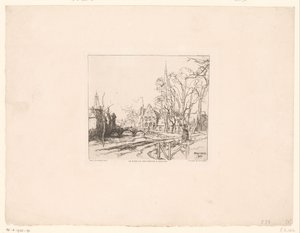 Gezicht op de brug bij het Begijnhof te Brugge door Auguste Lepere