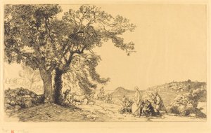 Le Christ au matin de rameaux door Auguste Lepere