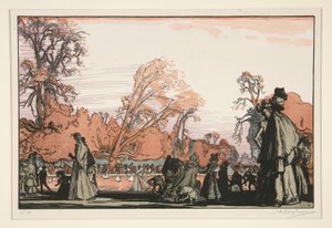De vijver in de Tuilerieën door Auguste Lepere