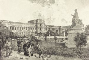De ruïnes van het Palais des Tuilleries voor hun sloop, 1883 door Auguste Lepere