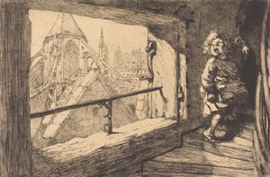 De daken van Saint-Severin, 1889. door Auguste Lepere