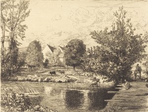 Oude Voetbrug, Oevers van de Kleine Morin, 1915 door Auguste Lepere