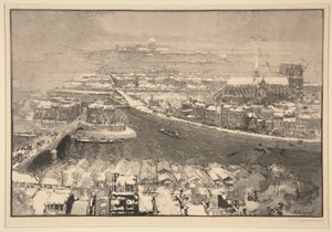 Parijs onder sneeuw, gezien vanaf de top van St. Gervais door Auguste Lepere