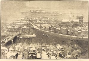 Parijs onder Sneeuw, Uitzicht vanaf St.-Gervais door Auguste Lepere
