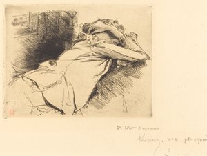 Liggende vrouw die slaapt