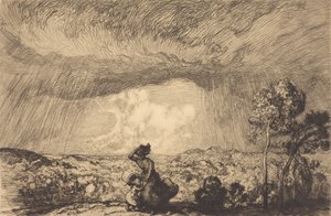 Storm op de duin, Vendée door Auguste Lepere