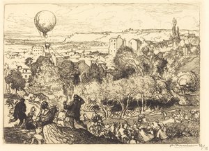 De Vallende Ballon, in Pre-Saint-Gervais door Auguste Lepere