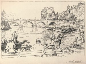 De waterplaats bij de Pont Marie, 1915 door Auguste Louis Lepère