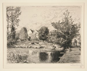 Oude Voetbrug, Oevers van de Kleine Morin door Auguste Lepere