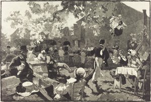 Le Cabaret du Coq de Bruyère au Bois de Meudon door Auguste Lepère after Daniel Vierge