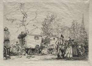Op de Kermis St. Jean de Mont door Auguste Louis Lepère