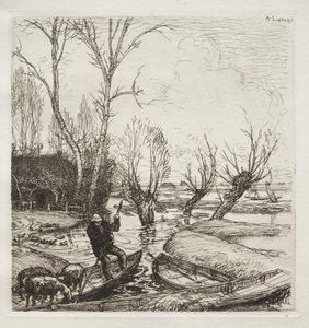 Au Marais Inondé: Le Bergère door Auguste Louis Lepère