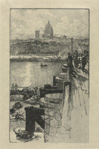 Vissers op een pier, Parijs door Auguste Louis Lepère